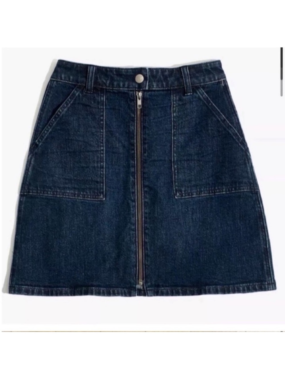 Madewell Denim Utility Zip Skirt A line mini w pockets. Size 27.